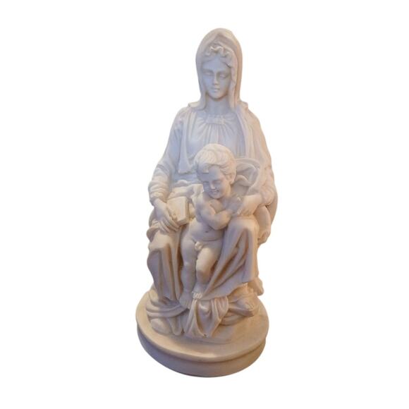 Other - Vtg R.R. Roman Italy Statue of Virgin Mary with Baby Jesus Resin Figurine 6.25”t